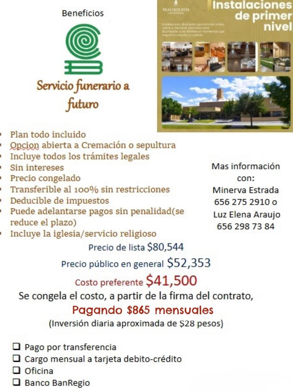 Foto 1 de En Mausoleos Luz Eterna con precio preferencial para STAACOBACH